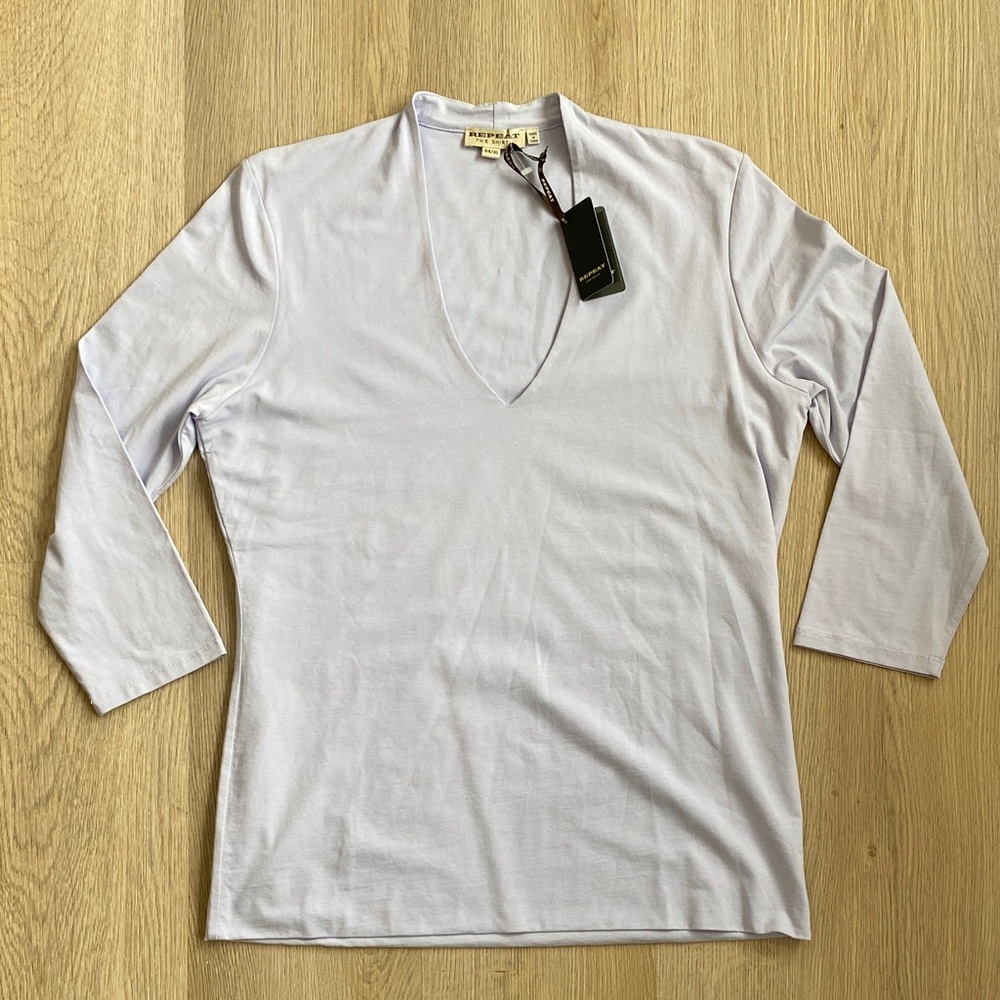 NWT Repeat Light Purple Long Sleeve V-Neck Top